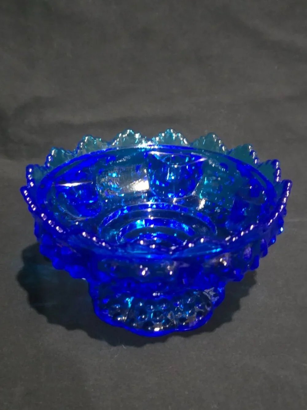 Fenton Colonial Blue Hobnail Candle Bowl 6